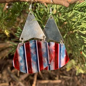 Silver + Red White and Blue Earrings